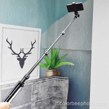 Supporto per treppiede in alluminio per selfie stick portatile da 1,3 m